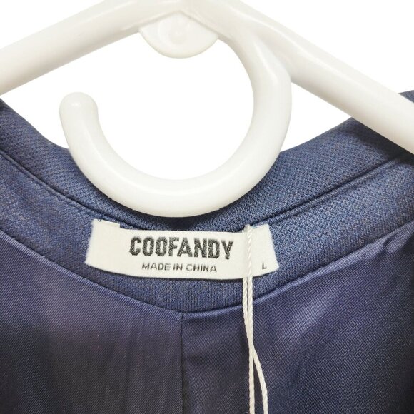 Mens Navy Blue Two-Button Blazer Jacket Coofandy Size L Tailored Fit - Picture 3 of 6